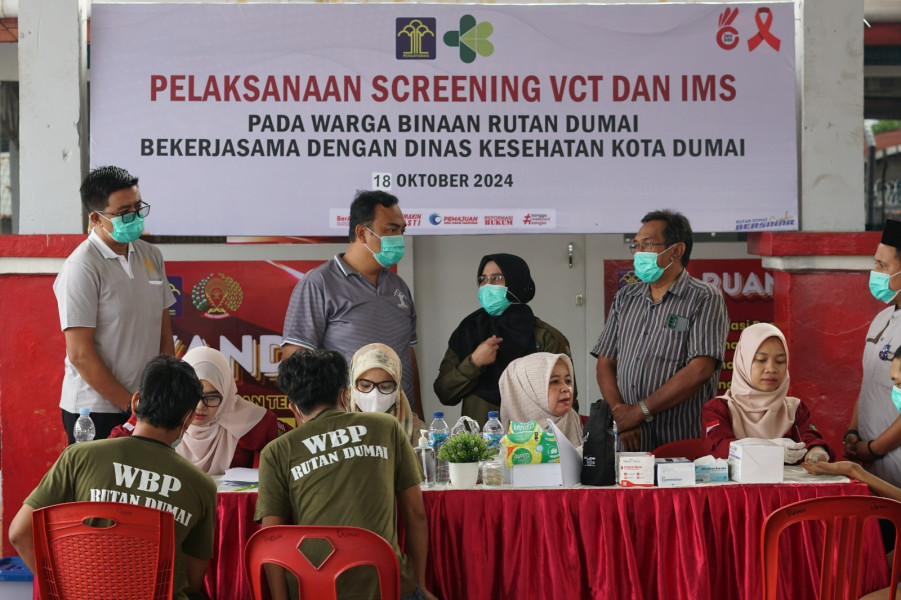 Rutan Dumai Bersama Dinas Kesehatan Kota Dumai Gelar Screening VCT, IMS dan TB Paru Terhadap Warga Binaan