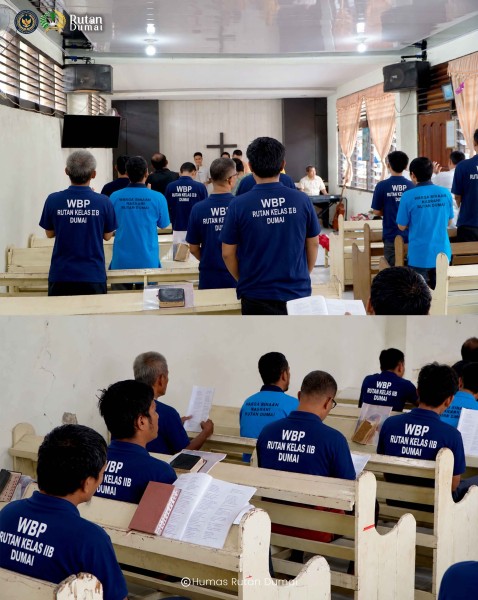 Tingkatkan Pembinaan Kepribadian, Warga Binaan Rutan Dumai Tekun Mengikuti Ibadah.