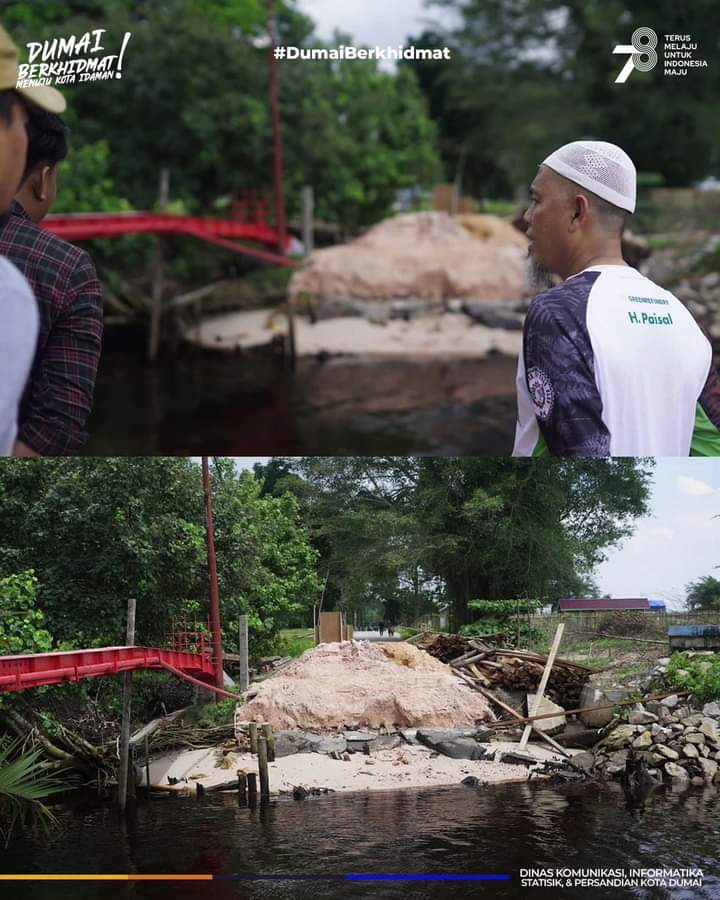 Wali Kota Dumai H. Paisal, SKM, MARS Meninjau Pelaksanaan Pembangunan Jembatan Penghubung Pesisir Kelurahan Teluk Makmur