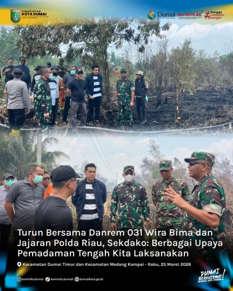 Sekretaris Daerah Kota Dumai Fahmi Rizal, S.STP., M.Si, Mengikuti Rangkaian Peninjauan Lokasi Kebakaran Hutan