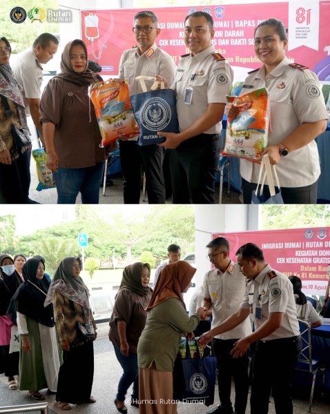Rutan Dumai Bersama Kantor Imigrasi Gelar Donor Darah, Pembagian Sembako dan Pemeriksaan Kesehatan Gratis di HUT RI ke-81.
