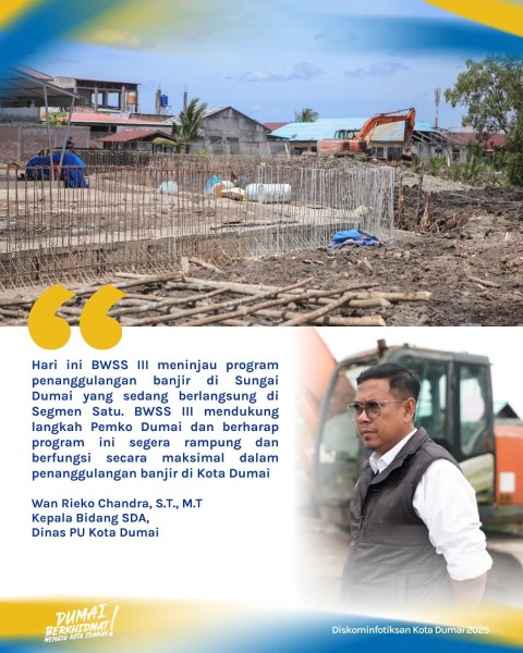 Tim BWSS III Beserta Dinas PU Melihat Secara langsung Progres Kegiatan Penanggulangan Banjir di Sungai Dumai