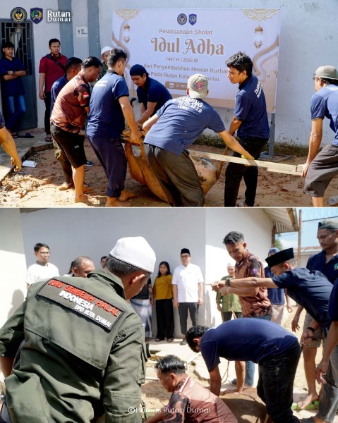 Penuh Khidmat, Rutan Dumai Gelar Sholat Idul adha dan Penyembelihan Hewan Kurban