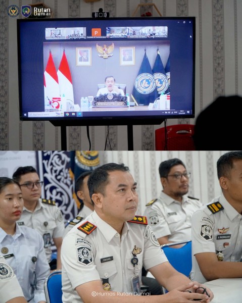 Rutan Dumai Ikuti Anev Pemasyarakatan Bersama Menteri Imipas Secara Virtual